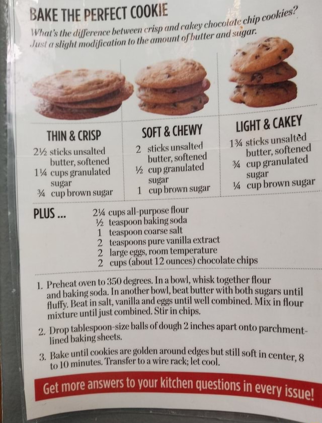 BAKE THE PERFECT COOKIE pip I What's the difference between crisp the