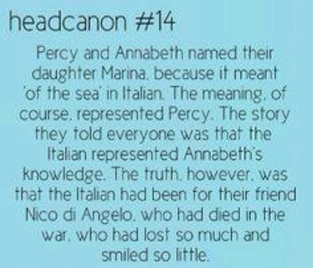 Headcanon #14 Percy and Annabeth named their daughter Marina. because ...