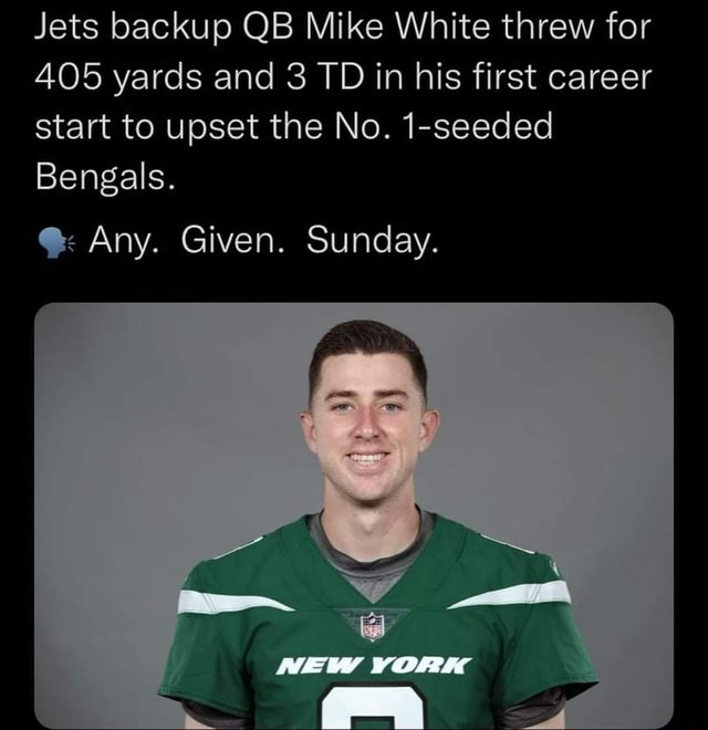 Meet Mike White: Jets backup QB breaks records, catches 2-pointer in upset  of Bengals - The Boston Globe