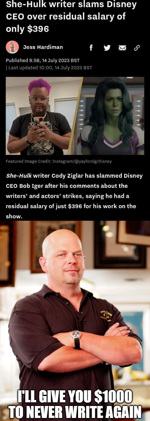SheHulk writer slams Disney CEO over residual salary of only 396 Jess Hardiman fey Published
