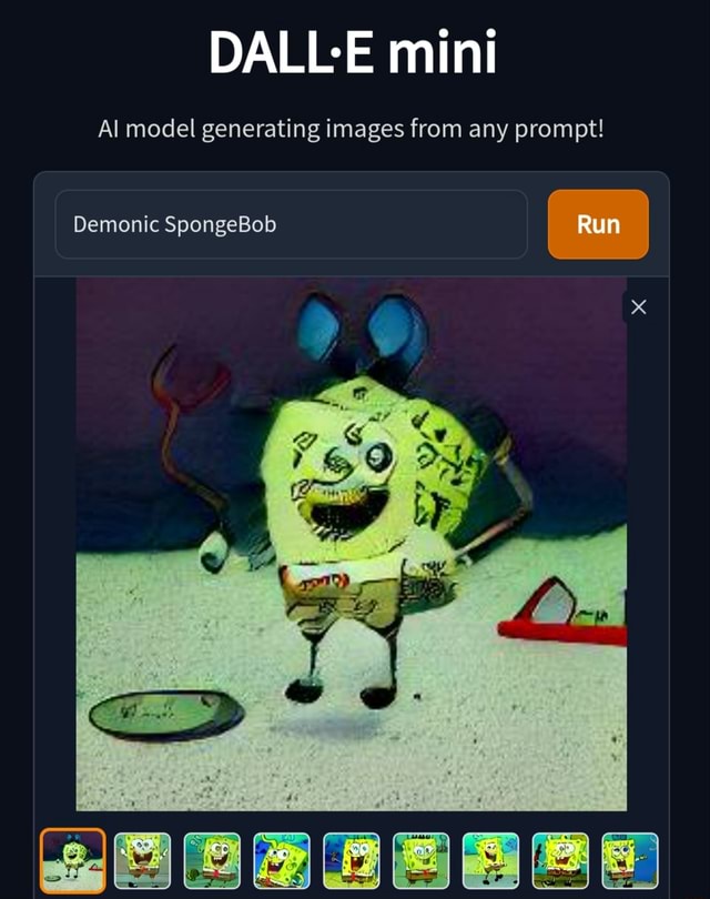 Mini Al Model Generating Images From Any Prompt Demonic Spongebob Run Ifunny 