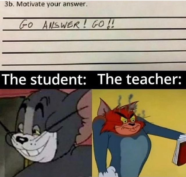 Sb. Motivate your answer. GO The student: The teacher: - iFunny