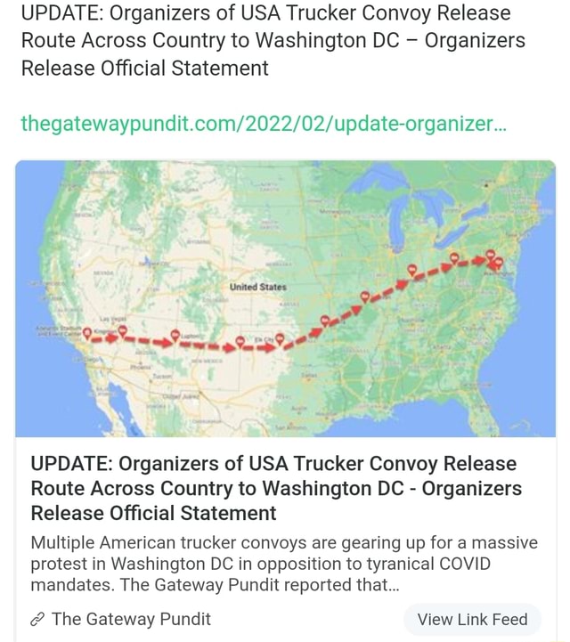 UPDATE Organizers of USA Trucker Convoy Release Route Across Country