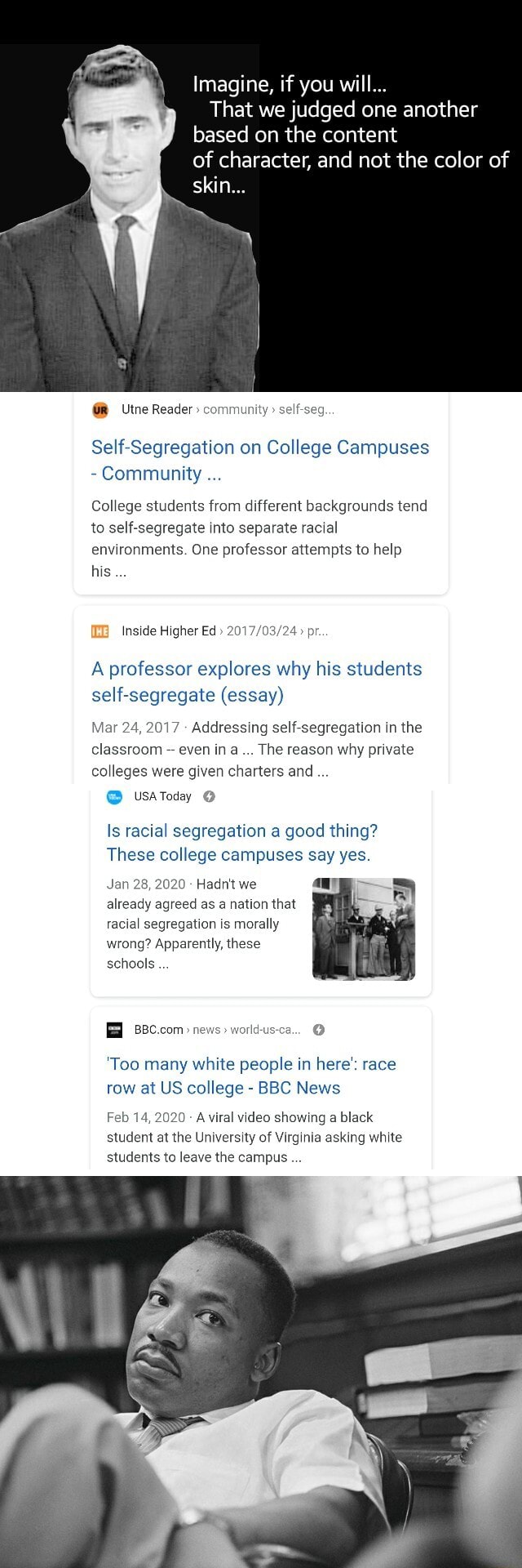self segregation essay