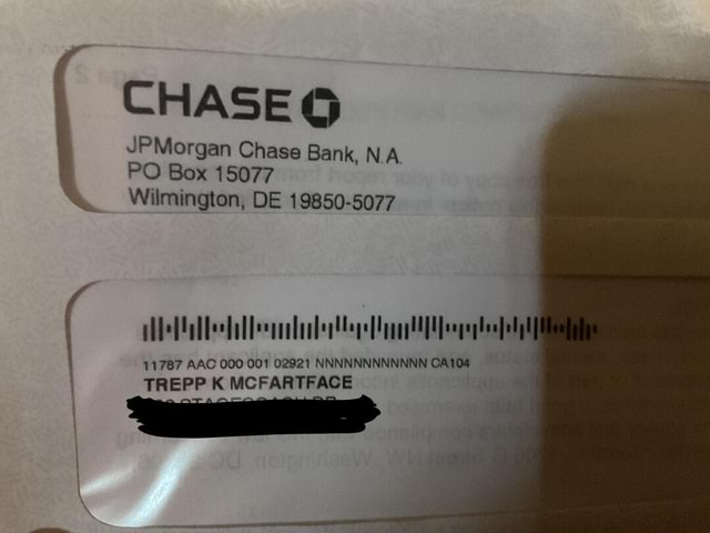 CHASEG JPMorgan Chase Bank, N.A. PO Box 15077 Wilmington, DE 19850-5077