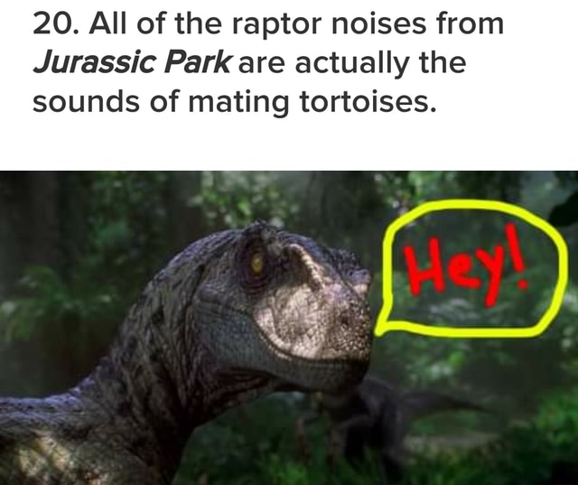 20. All of the raptor noises from Jurassic Park are actually the sounds ...