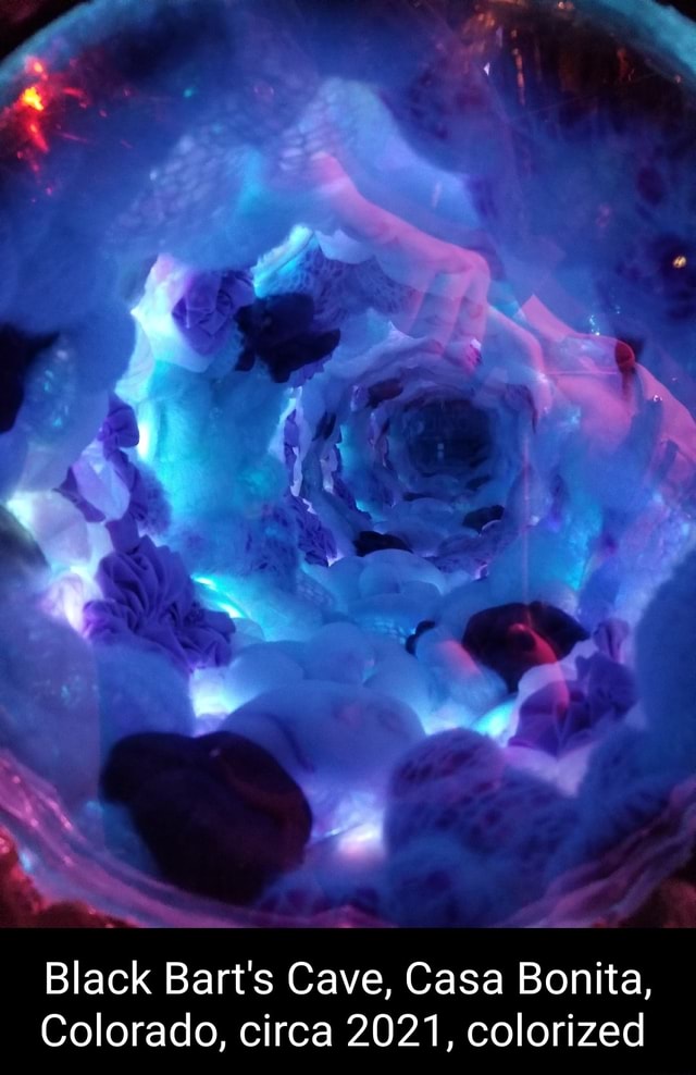 Black Bart's Cave, Casa Bonita, Colorado, circa 2021, colorized - iFunny