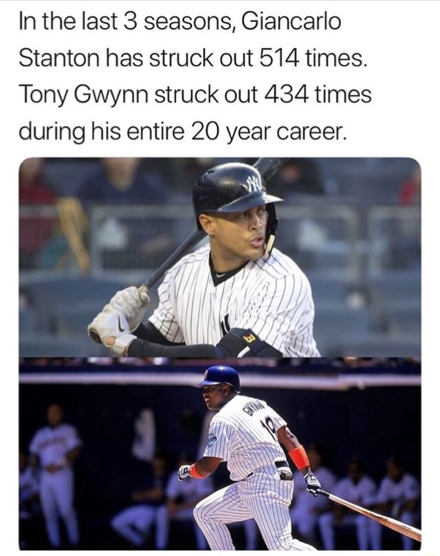 Unbelievable stat: Aaron Judge has struck out 167 times so far this  season Tony Gwynn struck out 167 times in the 90s. :  r/Damnthatsinteresting