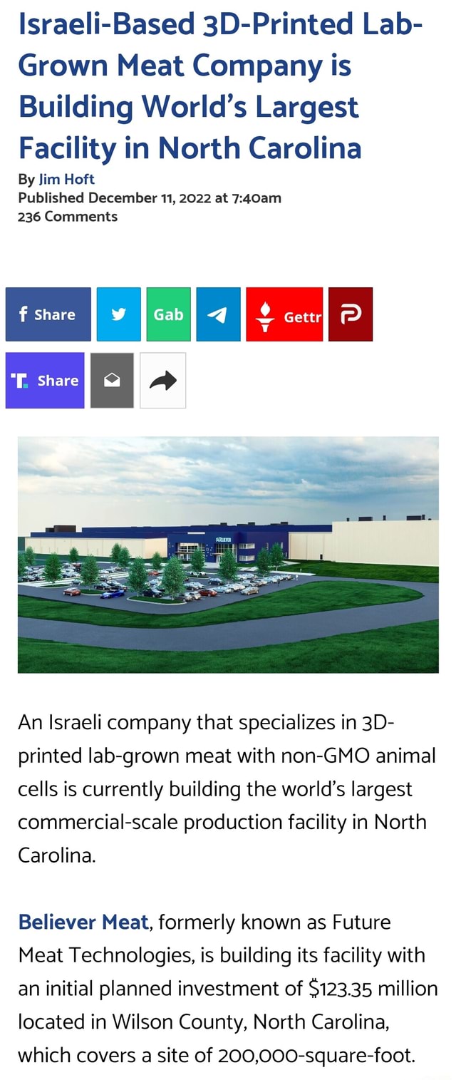 IsraeliBased 3DPrinted Lab Grown Meat Company is Building World's Largest Facility in North