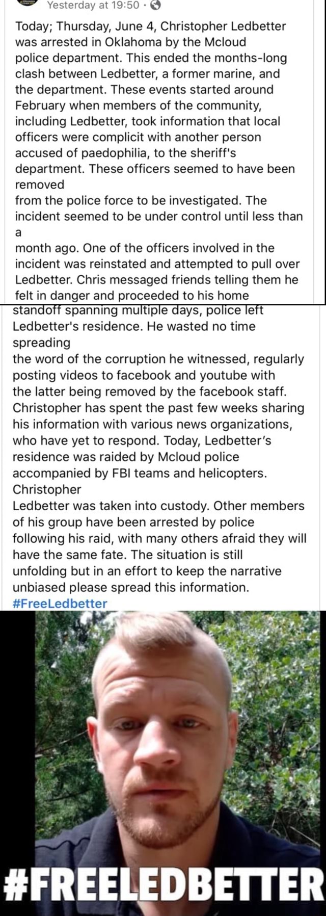 = Yesterday at 1950 Today; Thursday, June 4, Christopher Ledbetter was