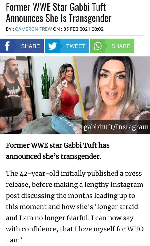 Former WWE Star Gabbi Tuft Announces She Ls Transgender BY : CAMERON ...