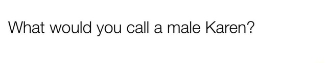 What would you call a male Karen? - iFunny