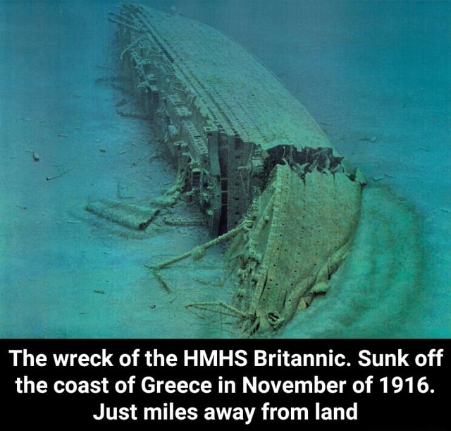 The wreck of the HMHS Britannic. Sunk off the coast of Greece in
