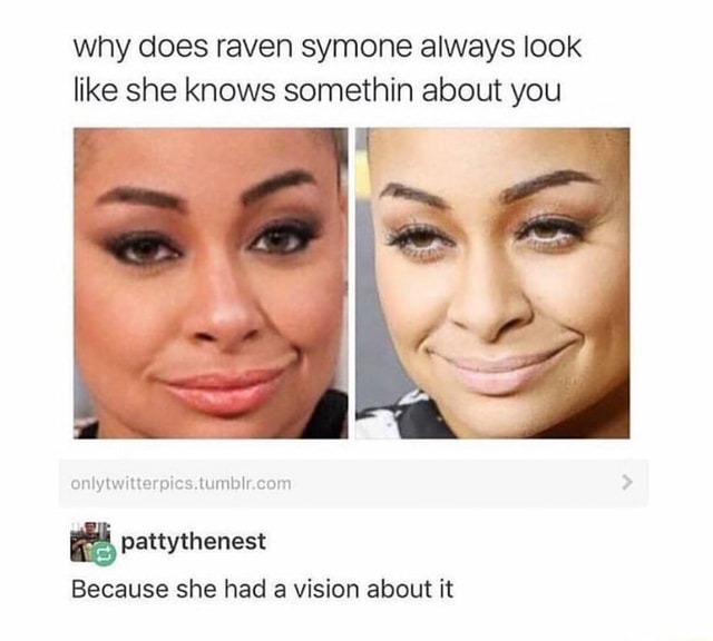 Why does raven symone always look like she knows somethin about you ...