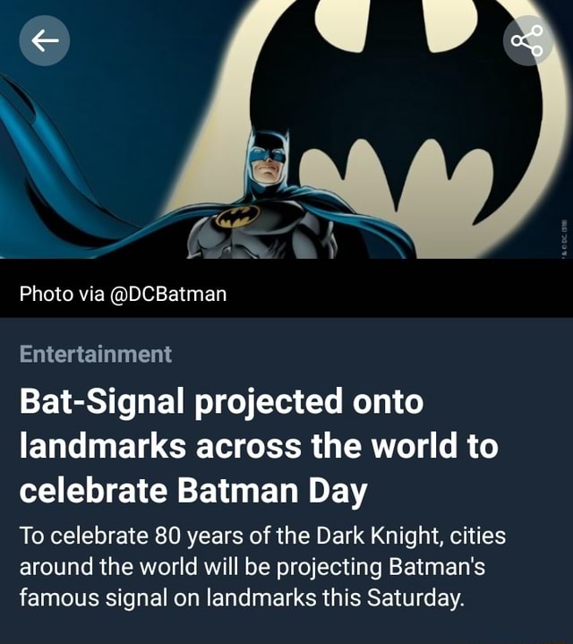 Bat Signal Projected Onto Landmarks Across The World To Celebrate Batman Day To Celebrate 80