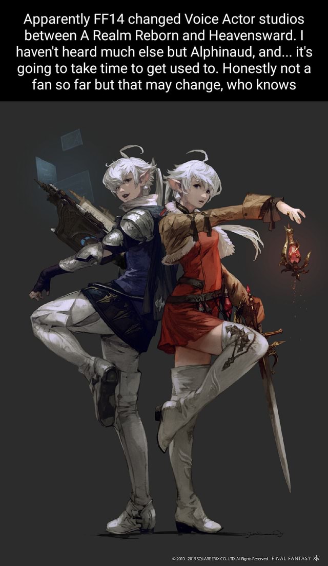 Apparently FF14 changed Voice Actor studios between A Realm Reborn and