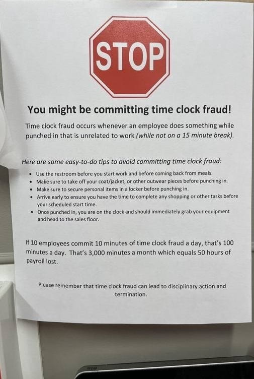 STOP You might be committing time clock fraud! Time clock fraud occurs