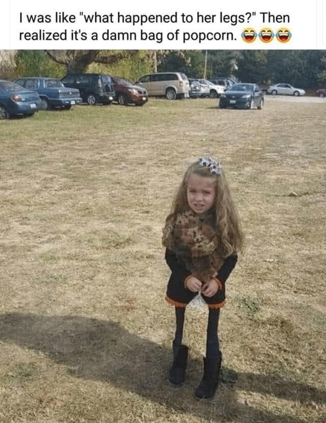 I was like "what happened to her legs?" Then = AN AA realized it's a