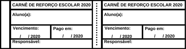 CARNÊ DE REFORÇO ESCOLAR CARNÊ DE REFORÇO ESCOLAR Vencimento Pago em Vencimento