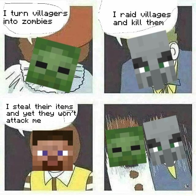 I turn villagers I raid villages into zombies and kill them steal their