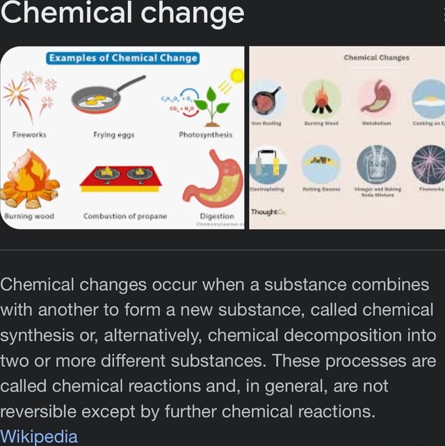 Chemical change Examples of Chemical Change I Chemical changes occur ...