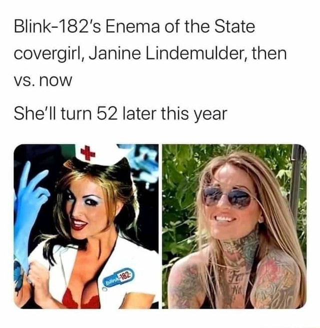 Blink 182s Enema Of The State Covergirl Janine Lindemulder Then Vs