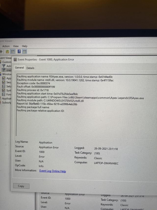 log name application event id 1000 log name application event id 1000