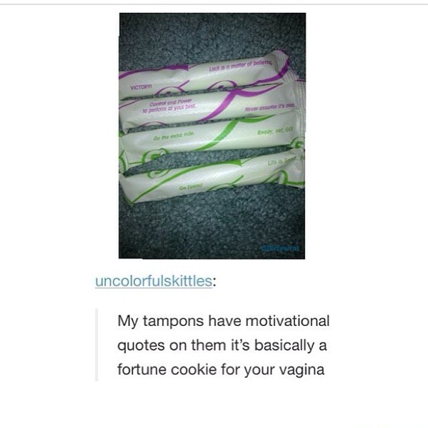 My Tampons Have Motivational Quotes On Them Its Basically A Fortune Cookie For Your Vagina 9020