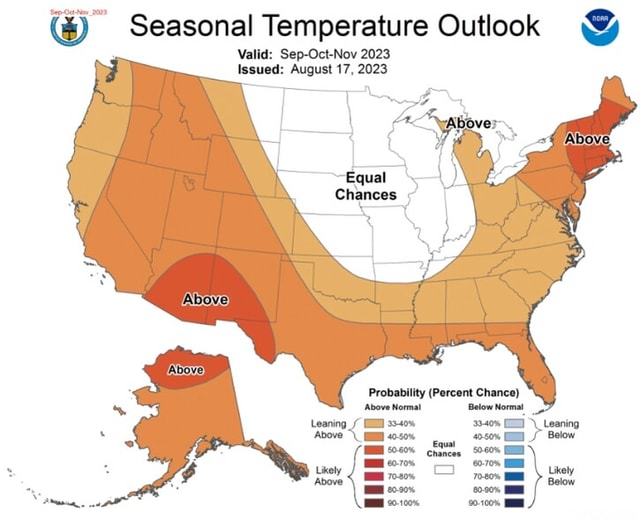 Seasonal Temperature Outlook Valid SepOctNov 2023 Issued August 17