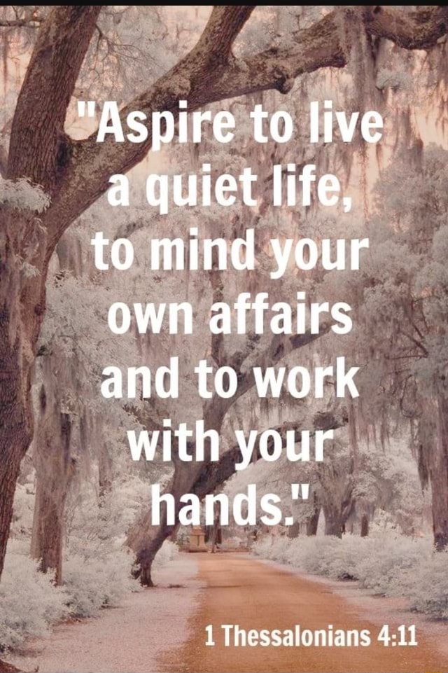 "Aspire to live a quiet life, to mind your own affairs and to work with