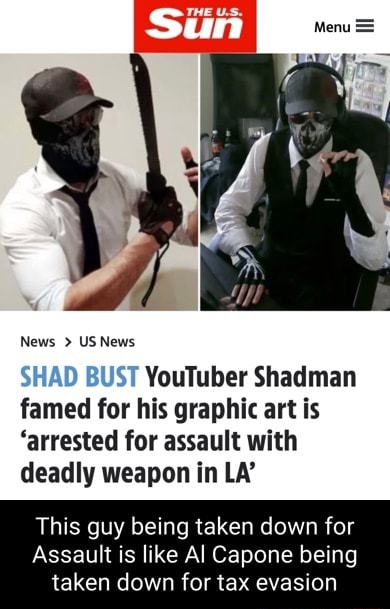 News > US News SHAD BUST YouTuber Shadman famed for his graphic art is