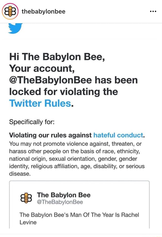 Thebabylonbee Hi The Babylon Bee Your Account Thebabylonbee Has Been