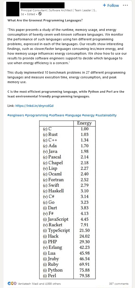 + Follow What Are the Greenest Programming Languages?