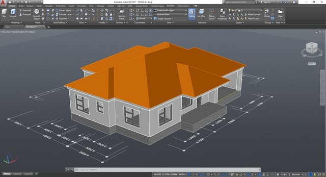 Trying to draw a house plan in Autocad - Home Solid Surface Mesh ...