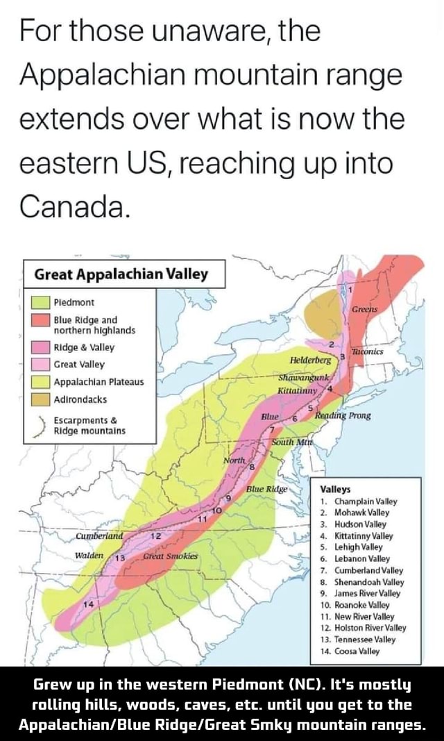 For those unaware, the Appalachian mountain range extends over what is
