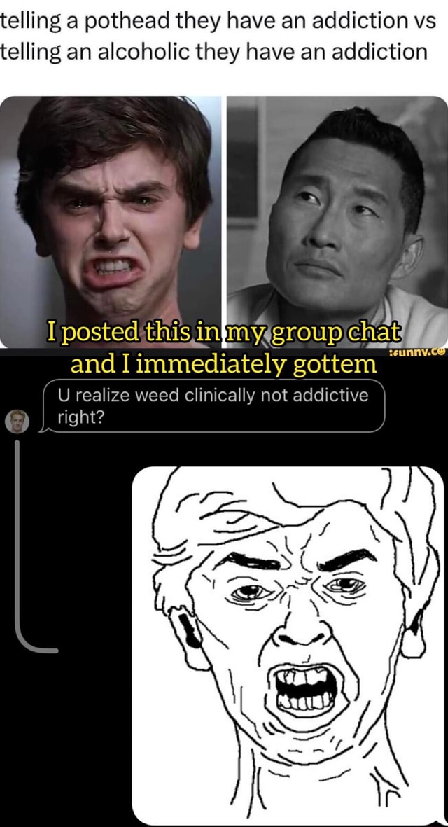 Telling a pothead they have an addiction vs elling an alcoholic they