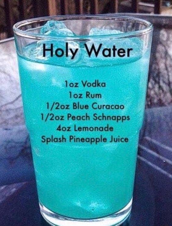 Holy Water loz Vodka loz Rum Blue Curacao Peach Schnapps Lemonade ...