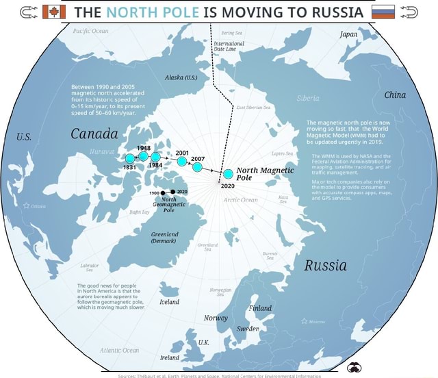 G: THE NORTH POLE IS MOVING TO RUSSIA Pacific Qcean Between 1990 and ...