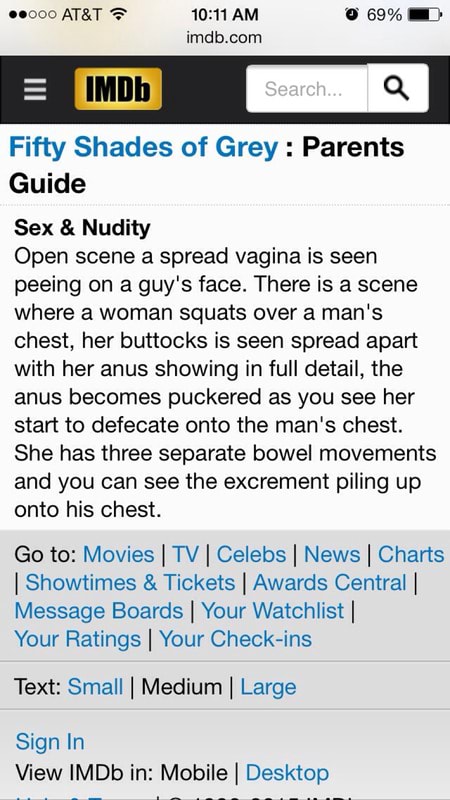 Fifty Shades Of Grey Parents Guide Sex Nudity Open Scene A Spread Vagina Is Seen Peeing On A Guy S Face There Is A Scene Where A Woman Squats Over A