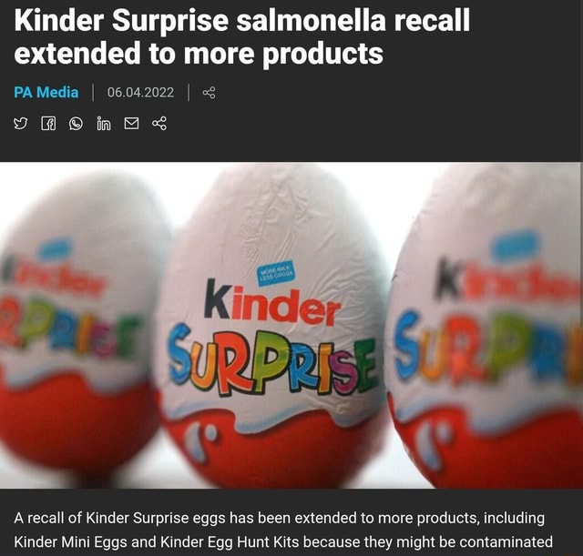 Kinder Surprise salmonella recall extended to more products PA Media I