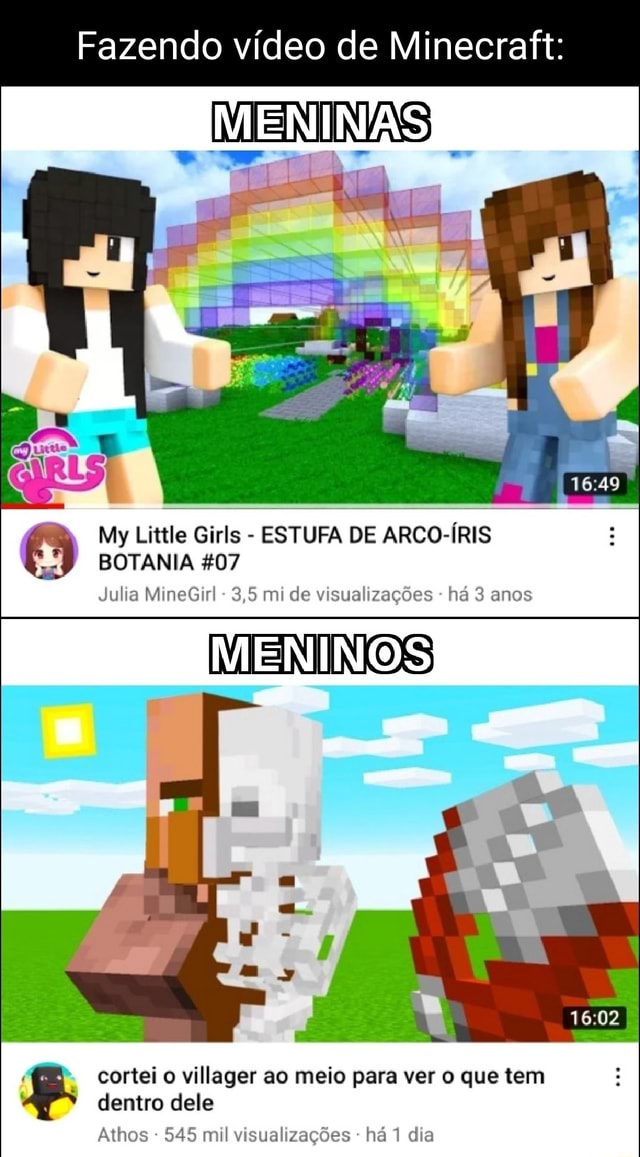 vídeo de minecraft de menina