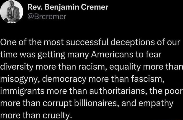 Rev. Benjamin Cremer Breremer One of the most successful deceptions of ...