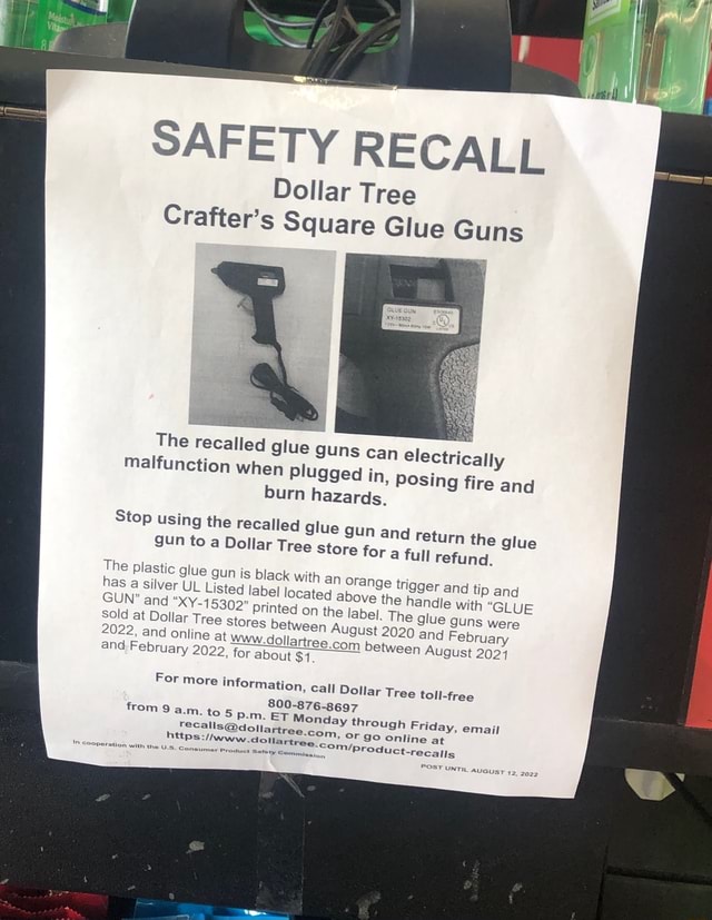 SAFETY RECALL Dollar Tree Craters Square Glue Guns The recalled glue