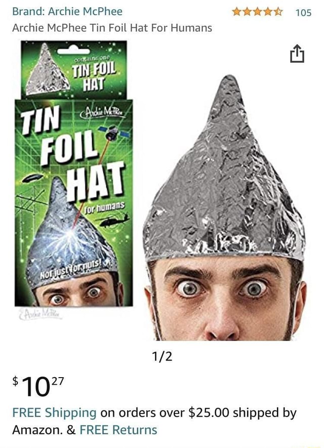 Brand Archie McPhee Archie McPhee Tin Foil Hat For Humans TIN 10" FREE