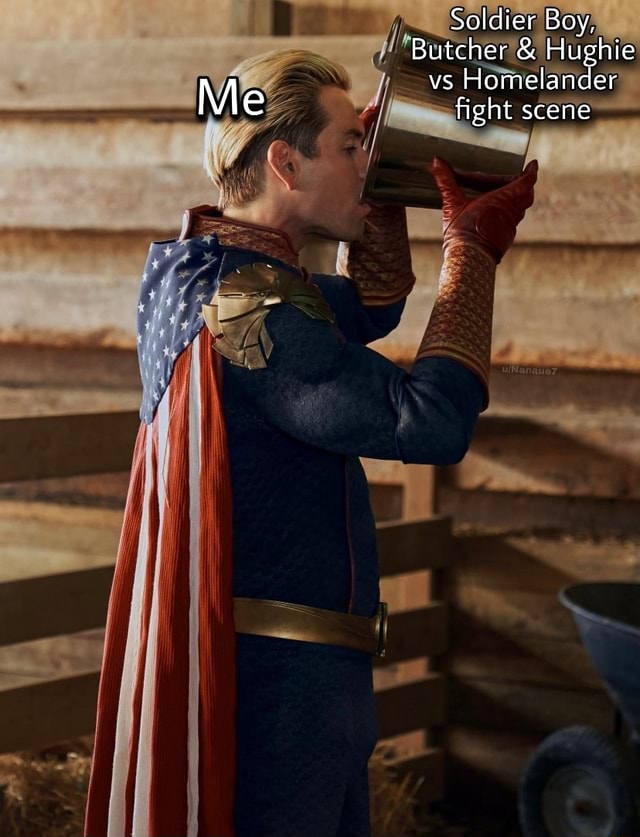 Soldier Boy, Butcher & Hughie vs Homelander fight scene iFunny
