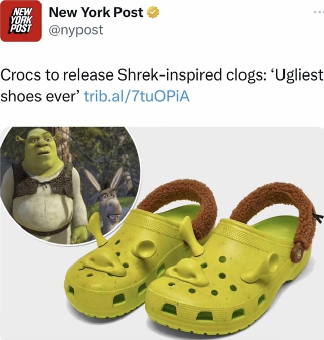 New York Post on X: Crocs to release Shrek-inspired clogs: 'Ugliest shoes  ever'   / X