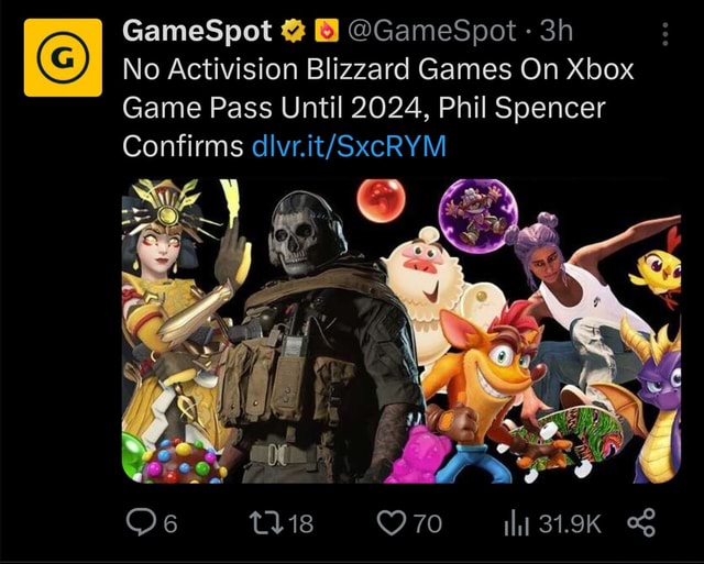 No Activision Blizzard Games On Xbox Game Pass Until 2024