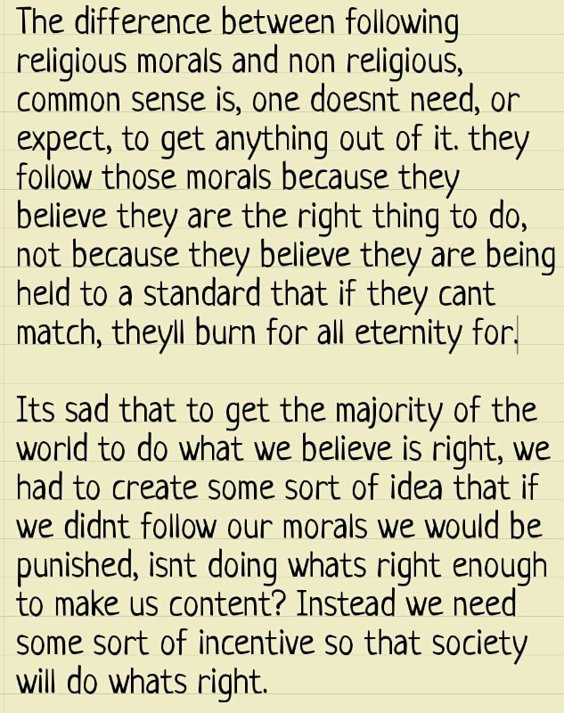 The difference between following religious morals and non religious ...