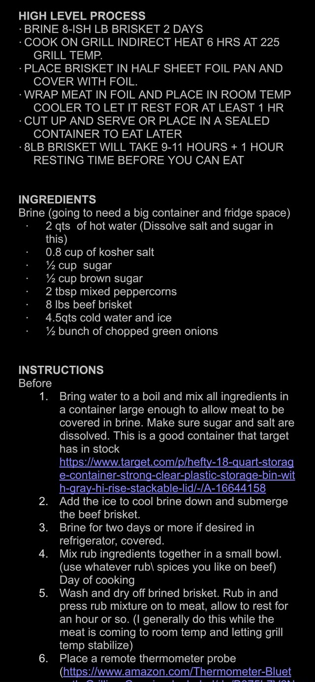 Solid brisket process HIGH LEVEL PROCESS BRINE 8ISH LB BRISKET 2