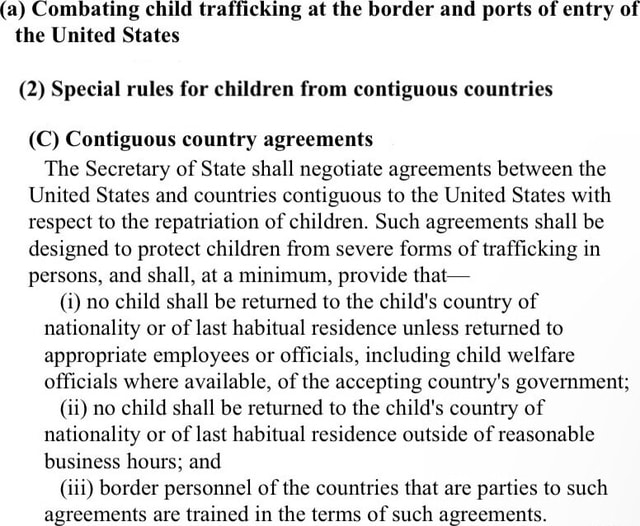 (a) Combating child trafficking at the border and ports of entry of the ...